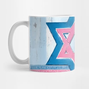 Blue & Pink Shabby Chic Star of David Painting Mug